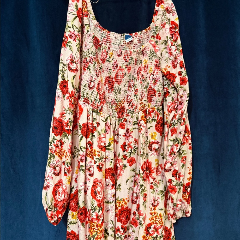 Old Navy Floral Red and Cream Dress